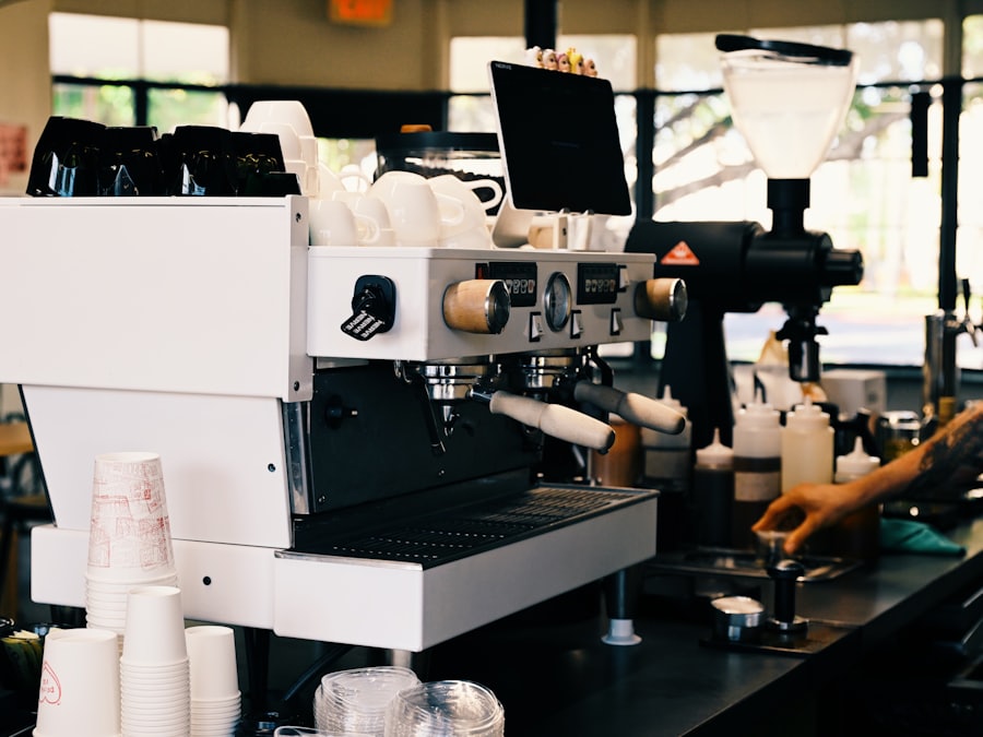 Barista pulling an espresso shot on the sample site generated by RicHost Forge