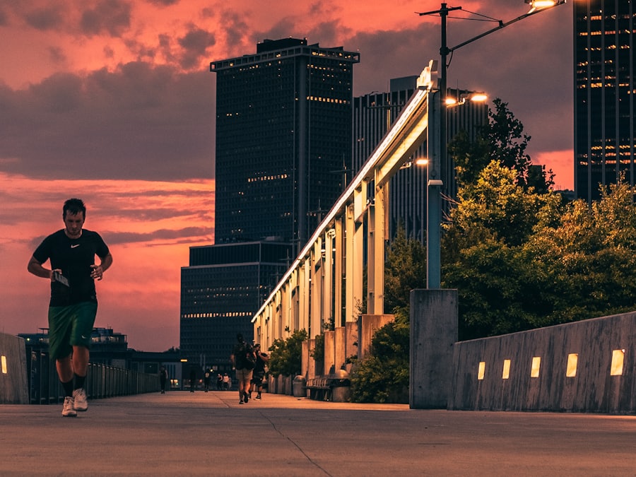 Runner checking a phone on the Stride Lab performance app